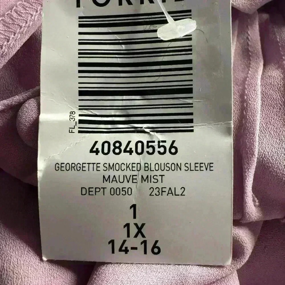 NEW Torrid Women’s 1X Blouse Georgette Smocked Blouson Long Sleeve Tunic Top NWT - Picture 9 of 12